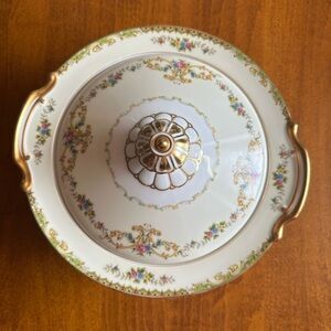 Noritake•Rare Eureka Porcelain Tureen/serving dish•ivory w/floral & gold accents